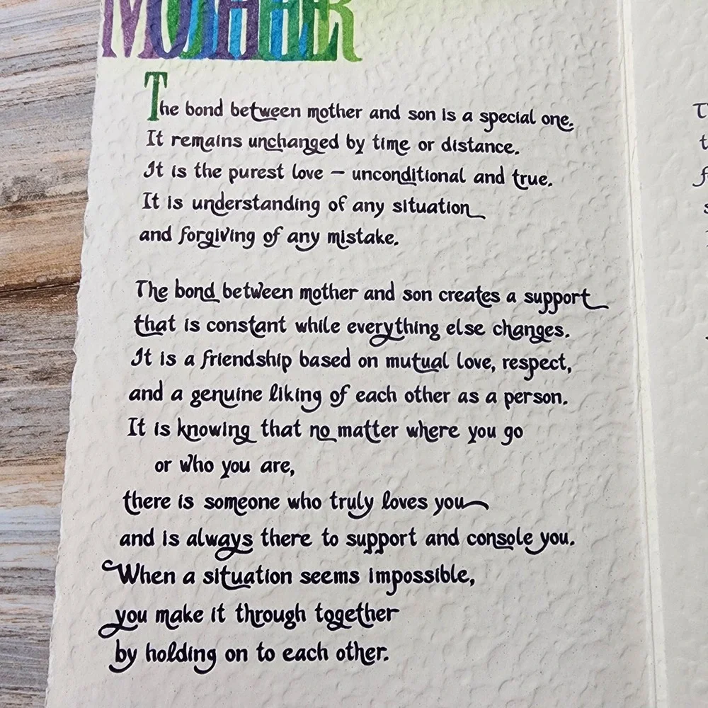 Blue Mountain Arts Mother and Son Greeting Card Stephanie Douglass Poem Envelope
